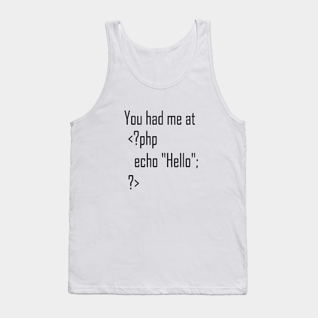 You had me at hello. Tank Top by DFIRTraining